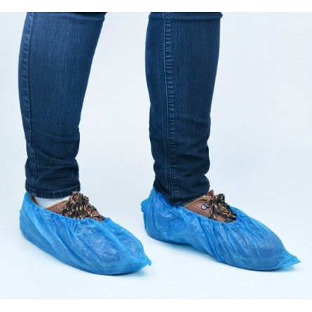 Sur-chaussures bleues jetables